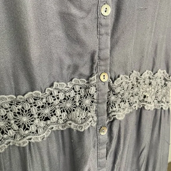 Free People maxi dress lace inserts size M denim color - Picture 6 of 10